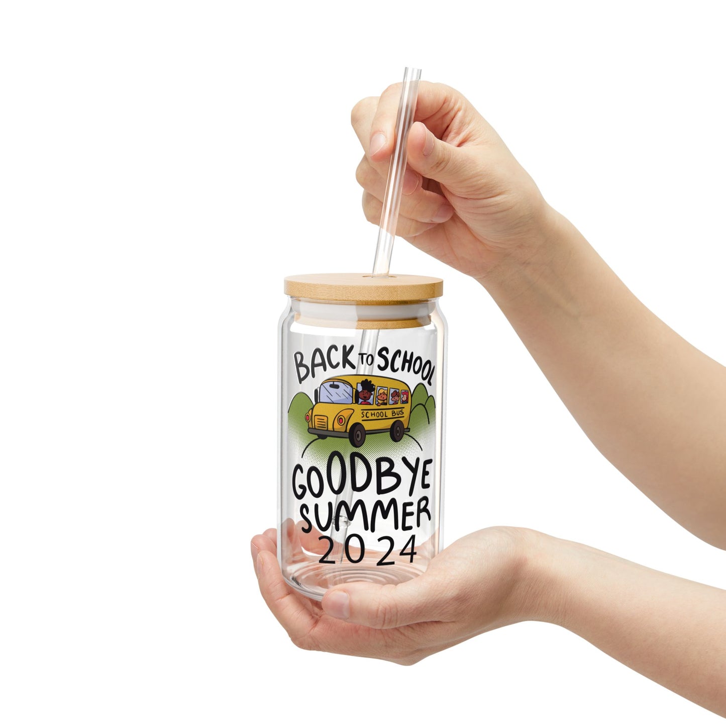 Back to school Sipper Glass, 16oz -Floral Design, Floral Decor