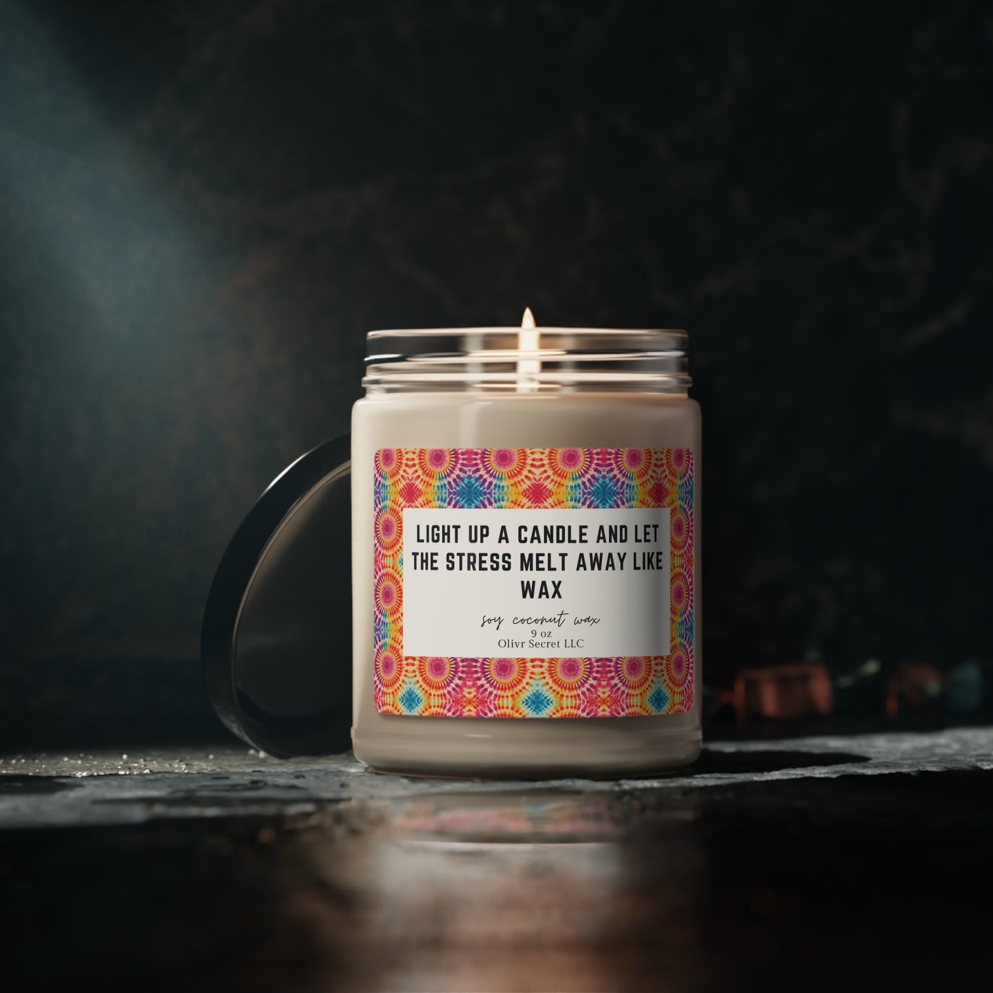 Light up a candle and let the stress melt away like wax Scented Soy Candle, 9oz