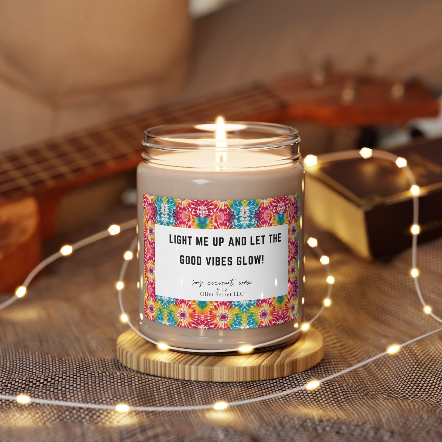 Light me up and let the good vibes glow Scented Soy Candle, 9oz
