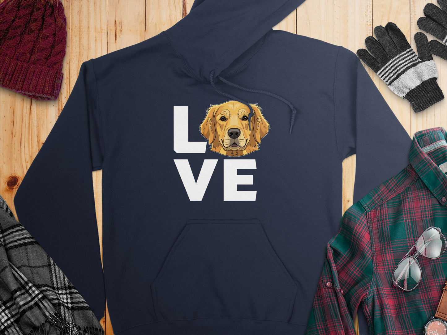 Love Golden Retriever Hoodie Cozy Dog Lover Sweatshirt