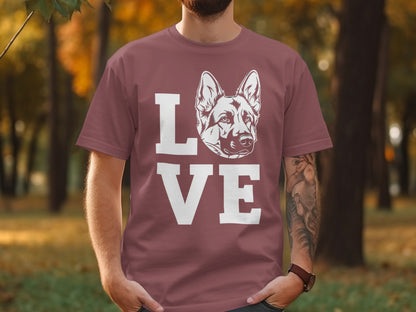 Love German Shepherd Dog Graphic on Unisex T-shirt