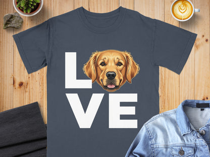 Love T-Shirt with Cute Golden Retriever Design