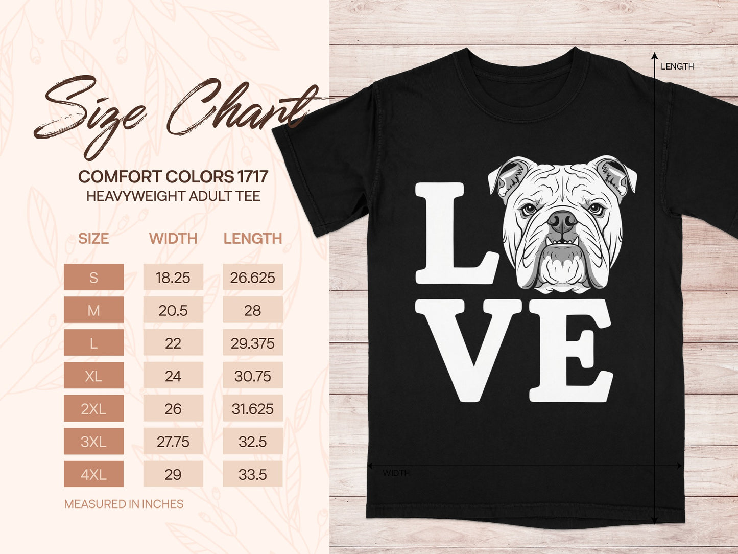 Love Bulldog Graphic Heavyweight Adult Tee Shirt