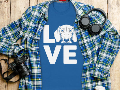 Love Graphic Tee with Dog Face Design Shirt