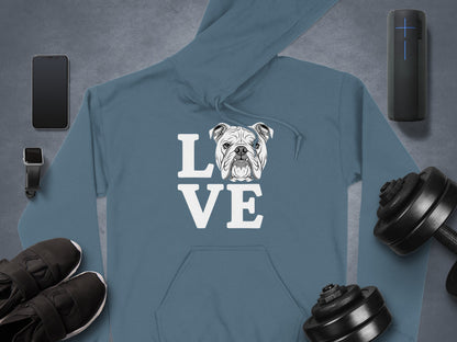 Love Bulldog Face Graphic Hoodie
