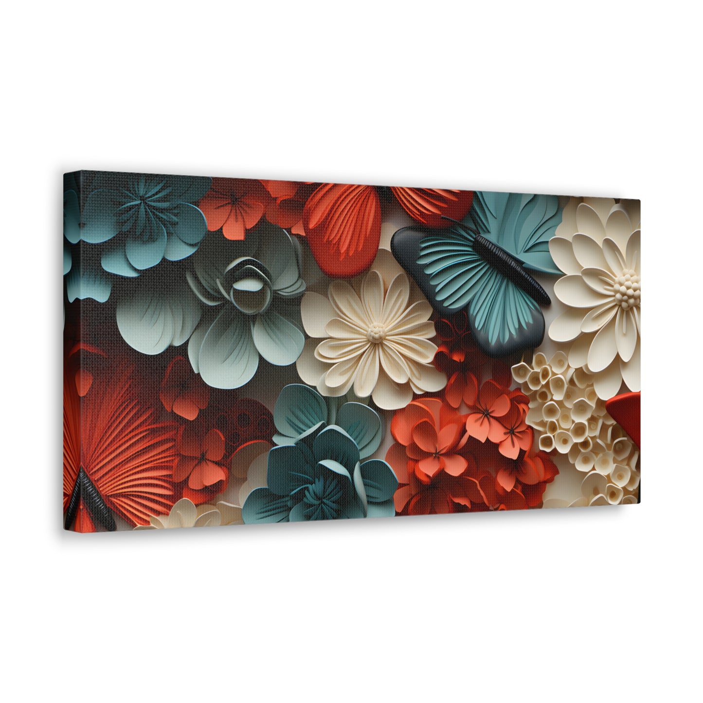 3D Butterflies and Flowers Gallery Wraps