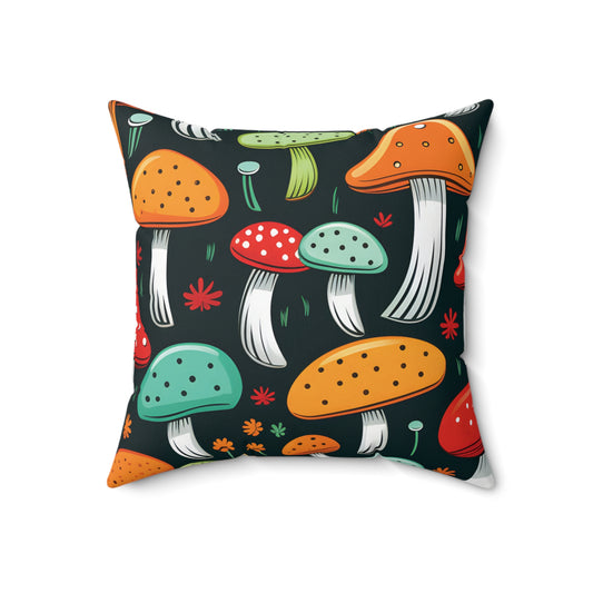 Mushrooms Spun Square Pillow