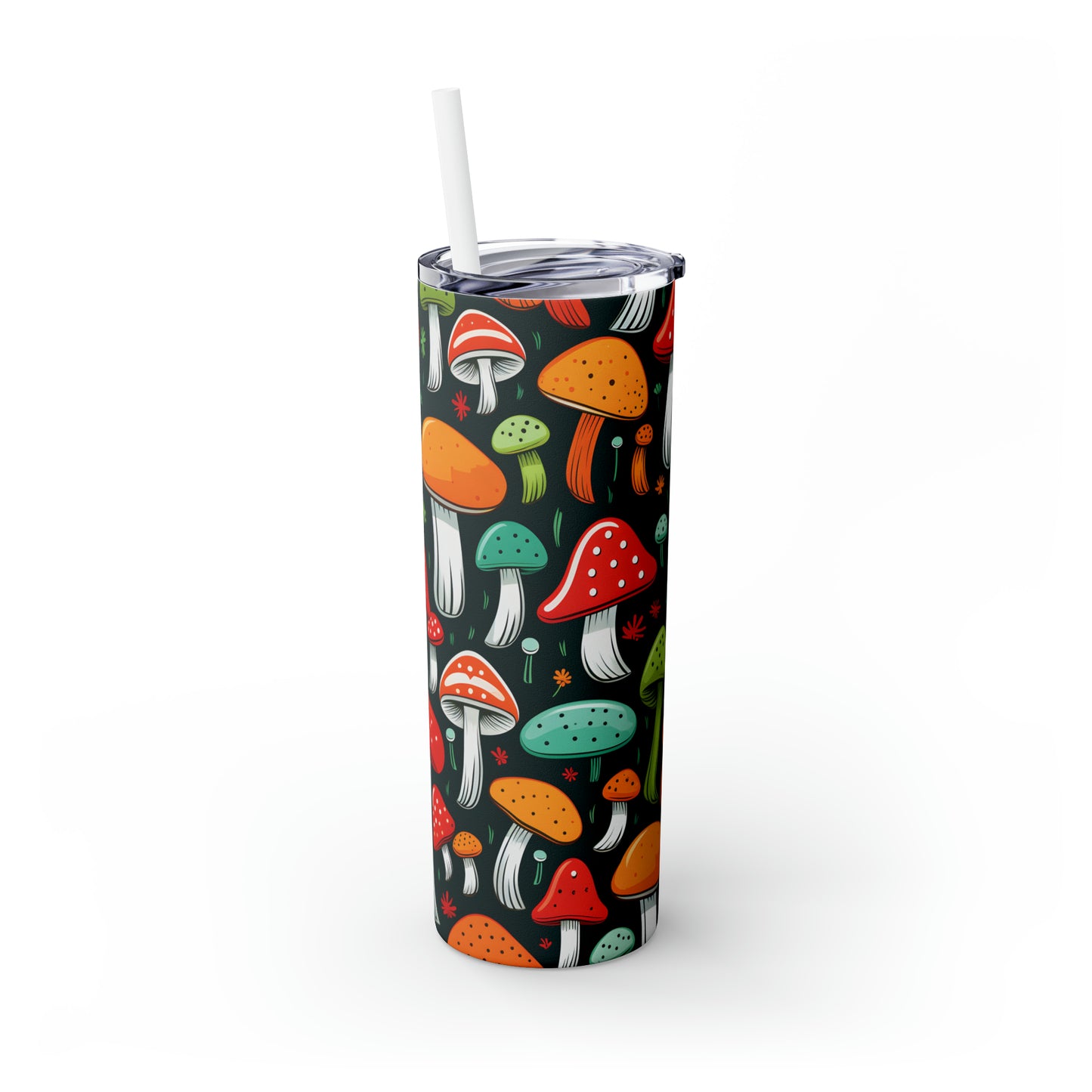 Mushromms Skinny Tumbler with Straw, 20oz