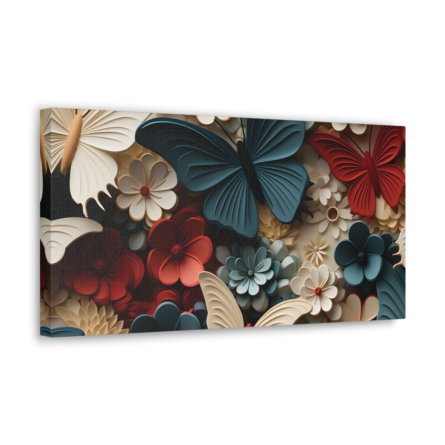 3D Butterflies and Flowers Gallery Wraps