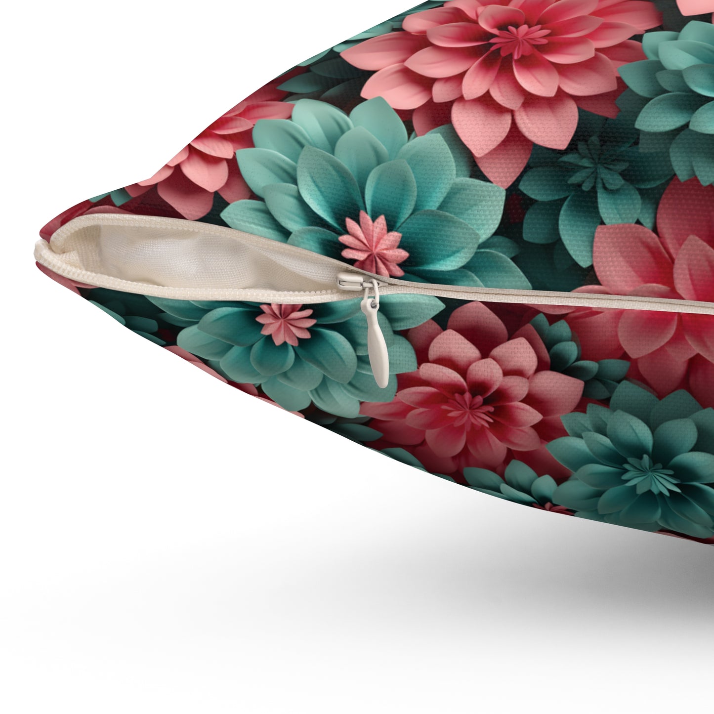 3D Flowers Spun Square Pillow