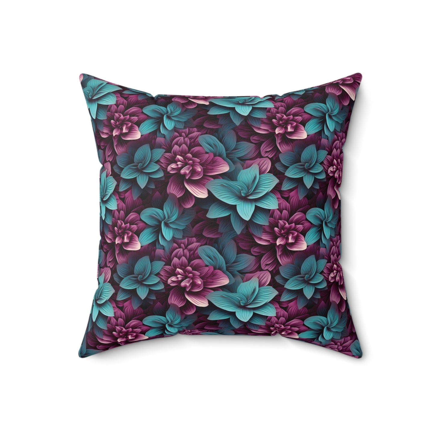 3D Flowers Spun Square Pillow