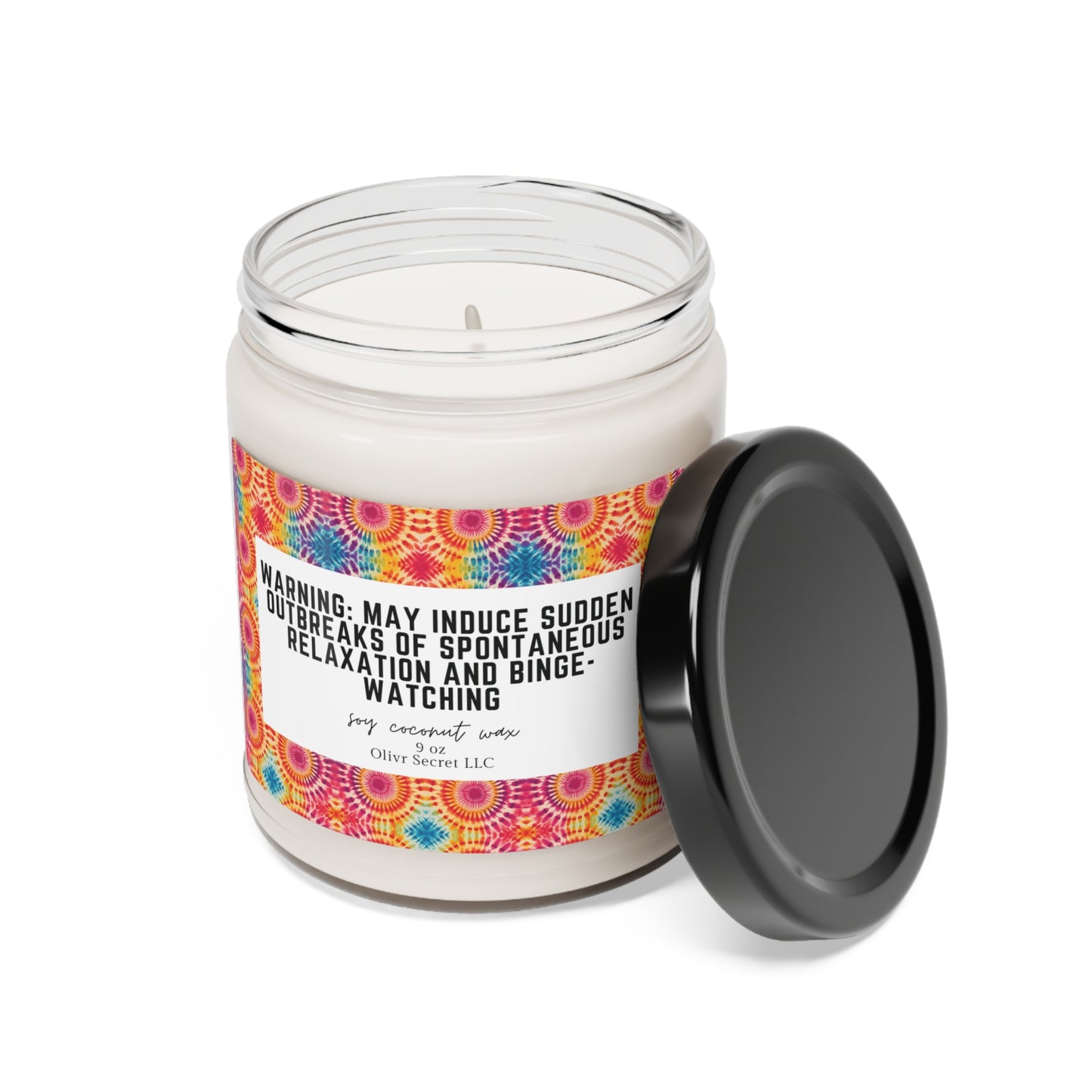 Warning May induce sudden outbreaks of spontaneous relaxation and binge-watching Scented Soy Candle, 9oz