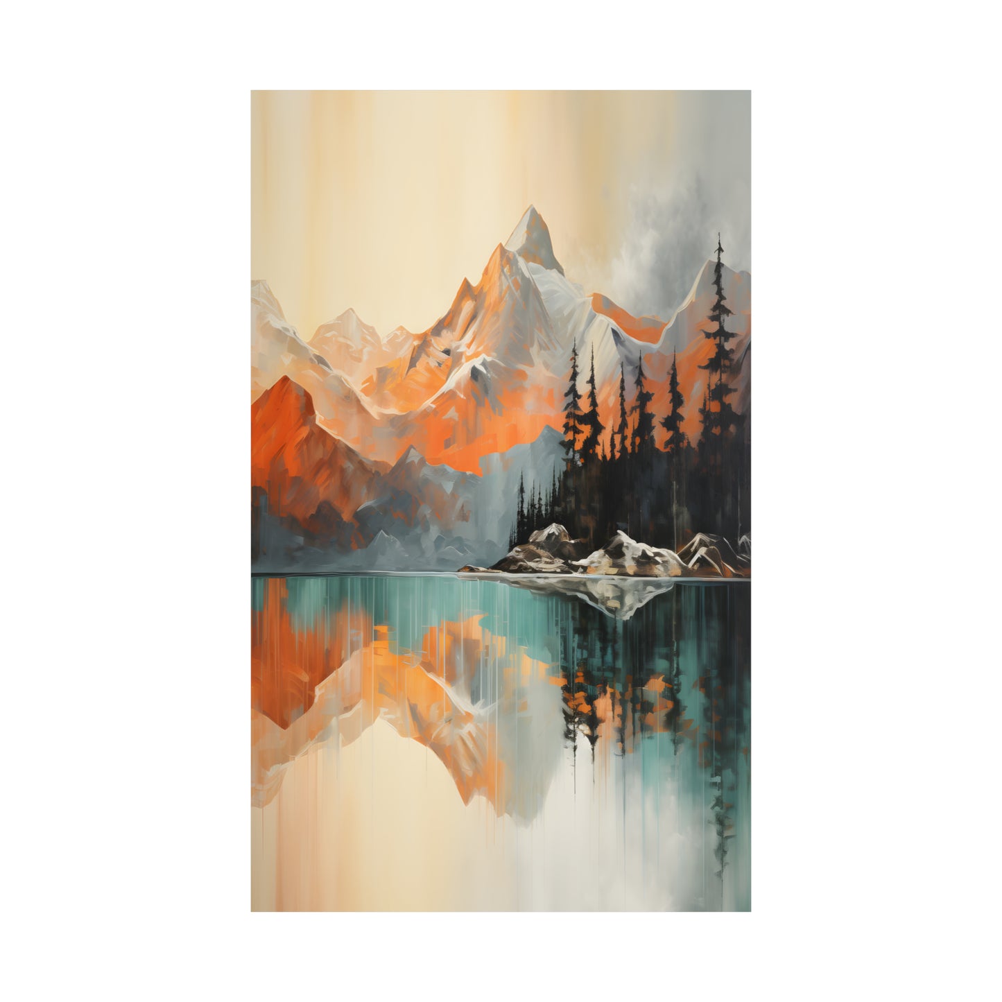 Mountain, River and Sunset view Matte Vertical Posters