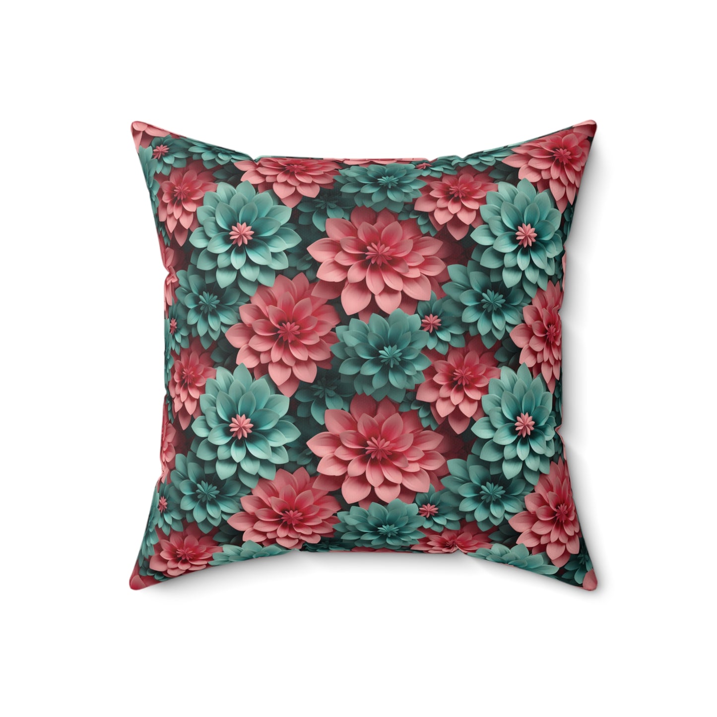 3D Flowers Spun Square Pillow