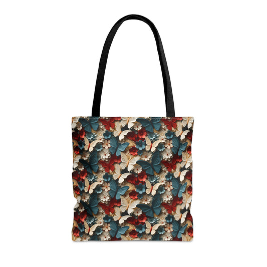 3D Butterflies and Flowers Tote Bag