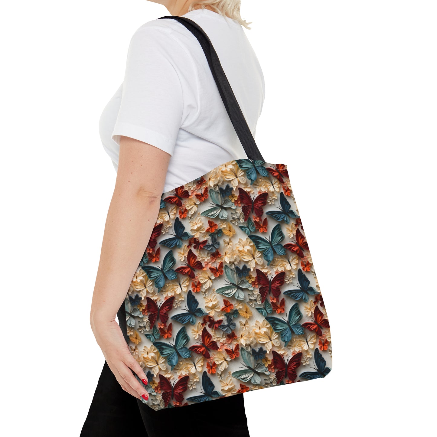 3D Butterflies and Flowers Tote Bag