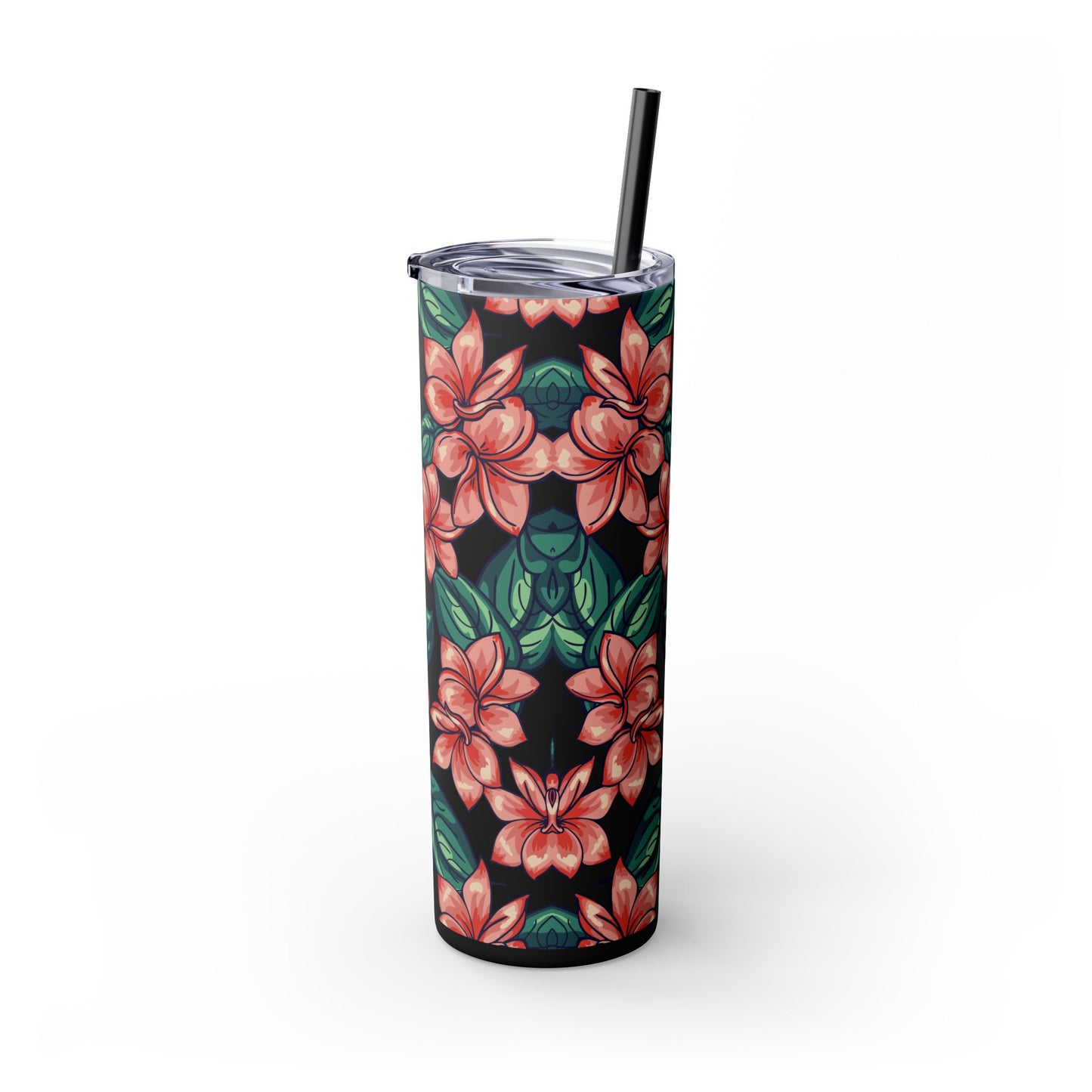 Floral design Tumbler with Straw, 20oz - Flowers Pattern, Botanical Gift, Spring Cup, Pink Floral Tumbler, Garden Lover Gift, Floral Print