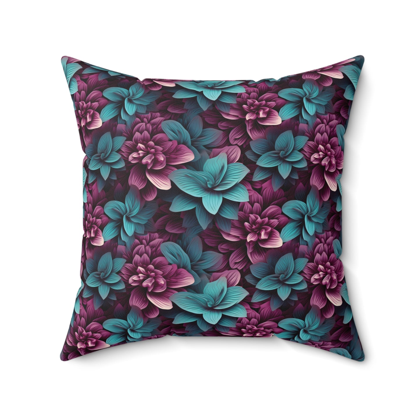 3D Flowers Spun Square Pillow