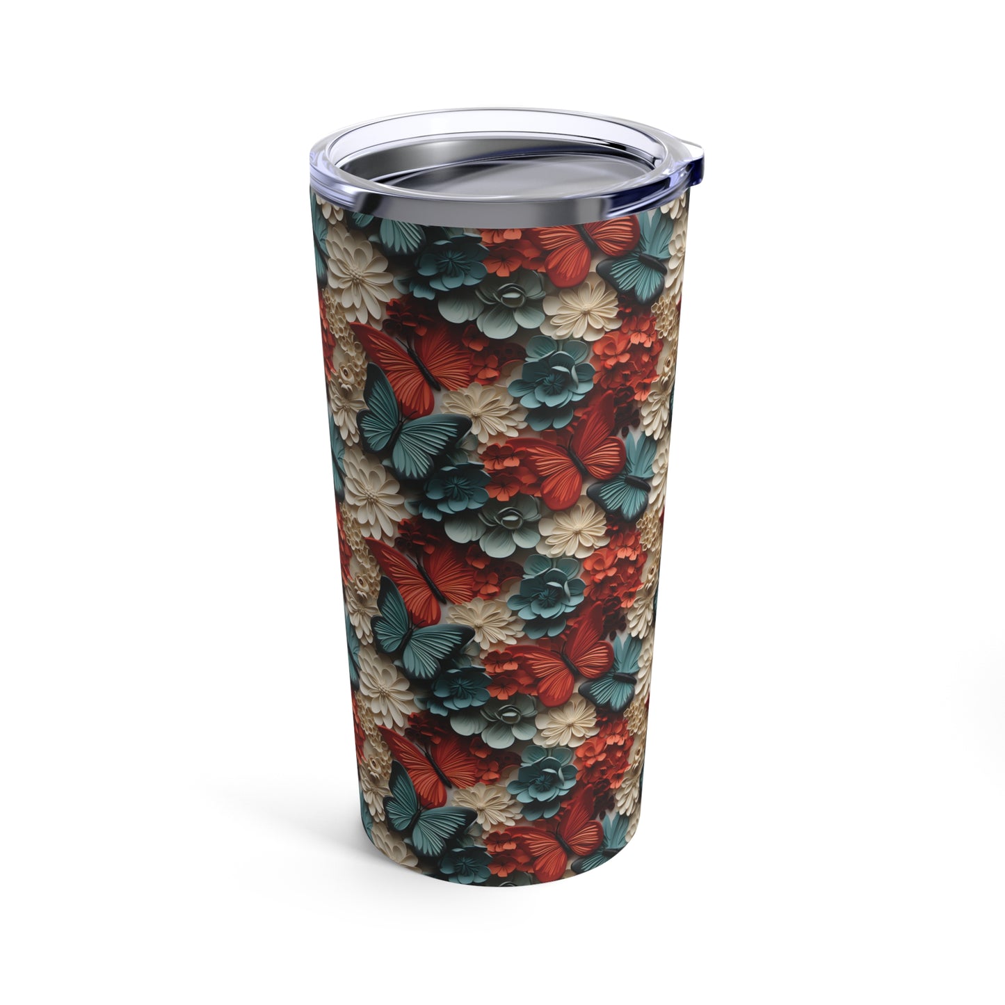 3D Butterflies and Flowers tumbler 20oz