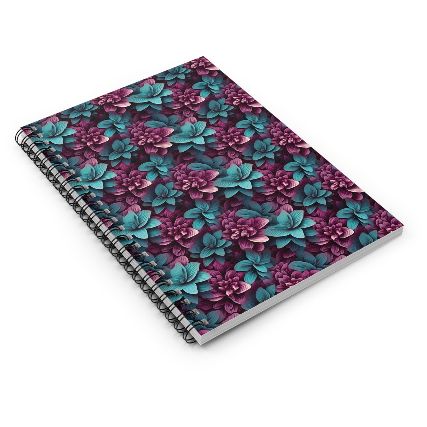 3D Flowers Spiral Notebook - Ruled Line