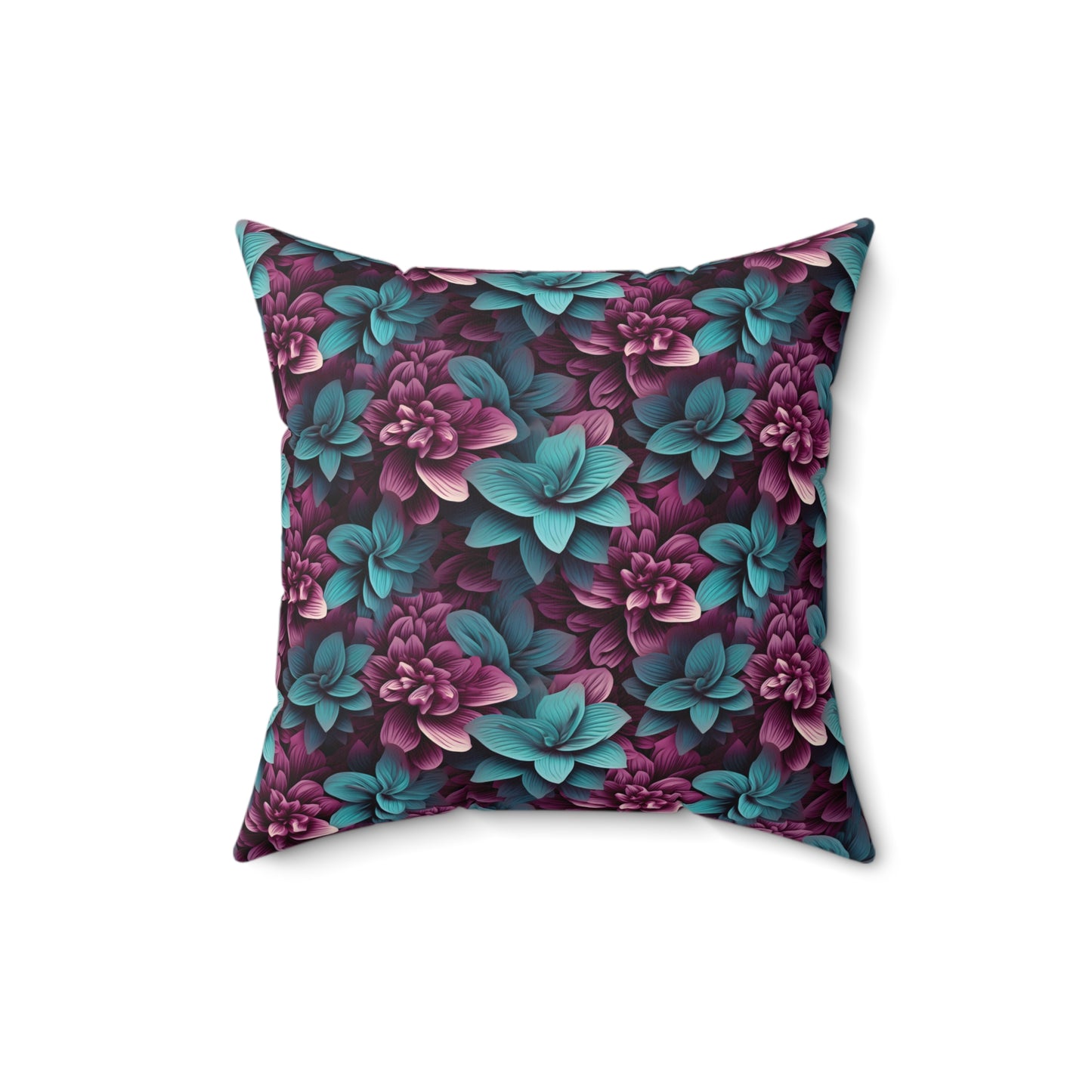 3D Flowers Spun Square Pillow