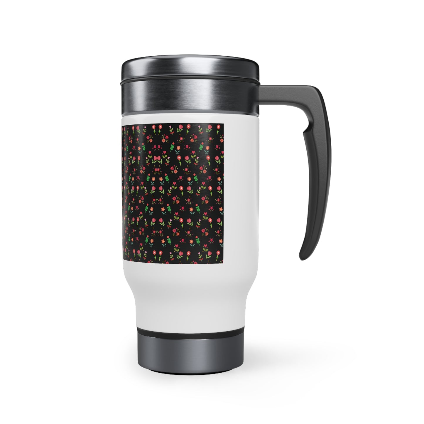 Flowers pattern Stainless Steel Travel Mug with Handle, 14oz