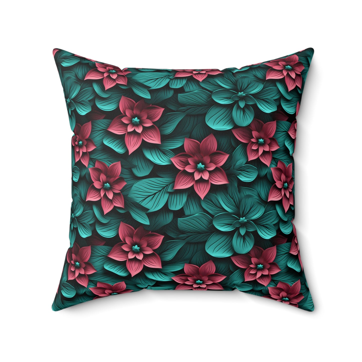 3D Flowers Spun Square Pillow