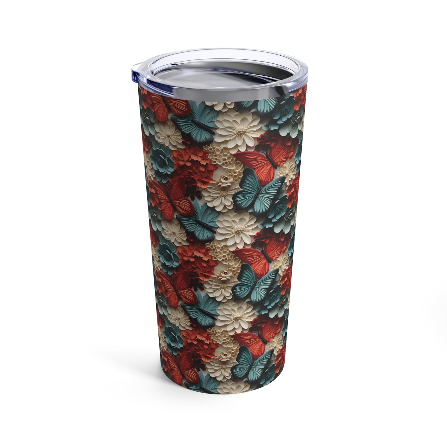 3D Butterflies and Flowers tumbler 20oz