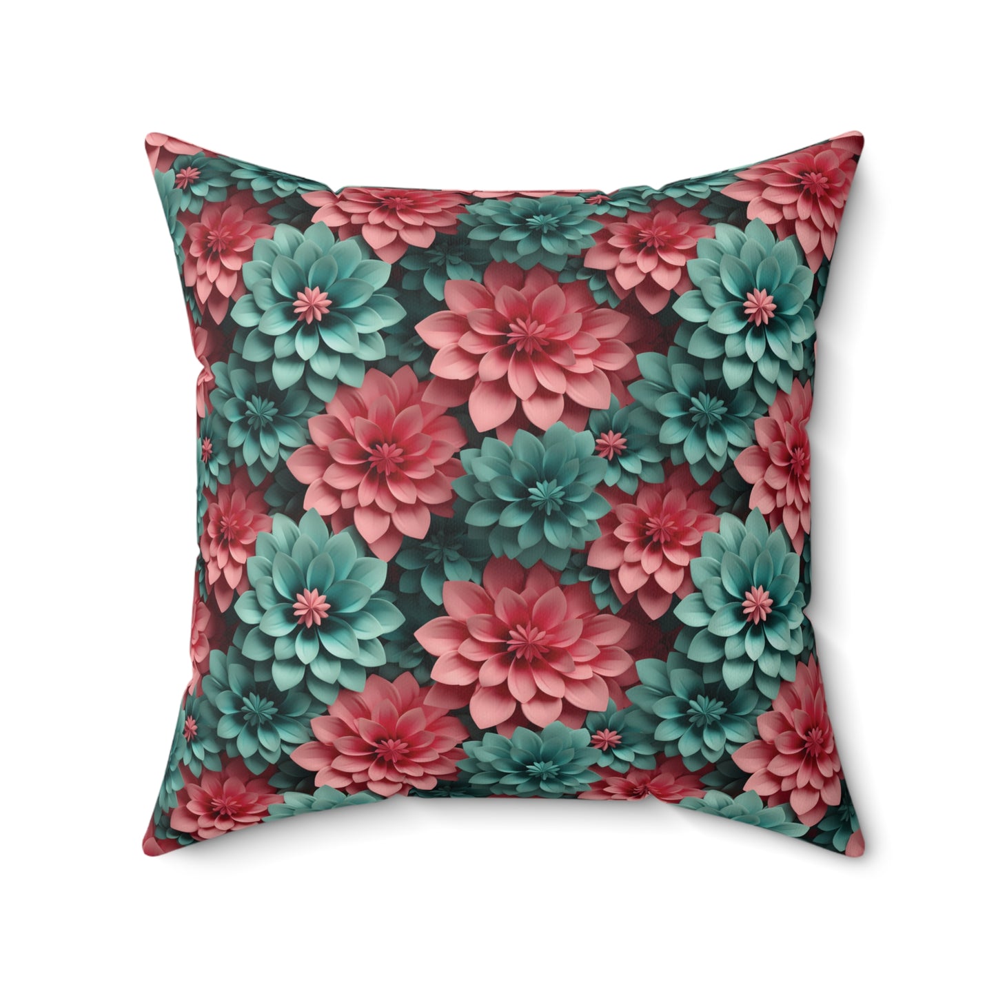 3D Flowers Spun Square Pillow