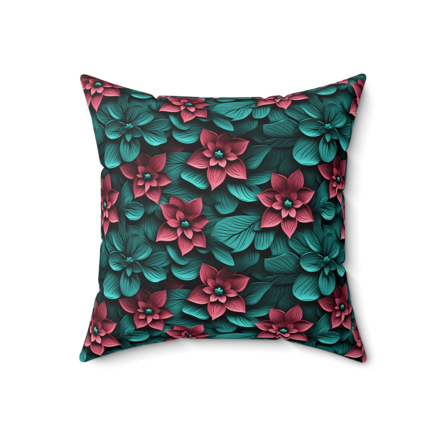 3D Flowers Spun Square Pillow