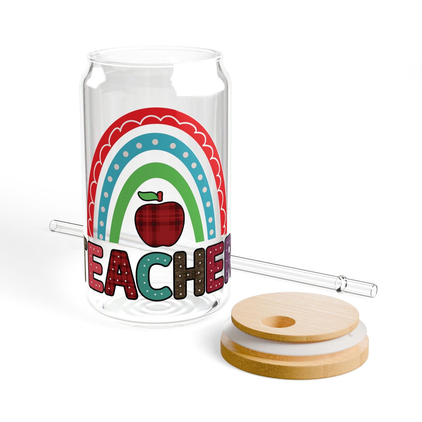 Teacher Sipper Glass - Perfect Gift for Educators, 16oz Tumbler, School Staff Appreciation, End of Year Present, School Holiday Gift,