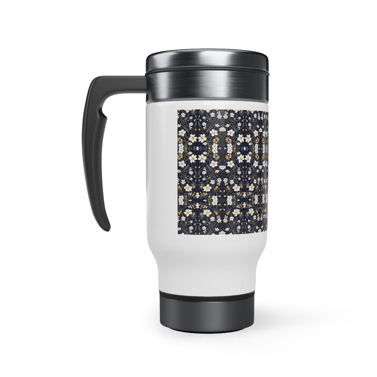 Flowers pattern Stainless Steel Travel Mug with Handle, 14oz