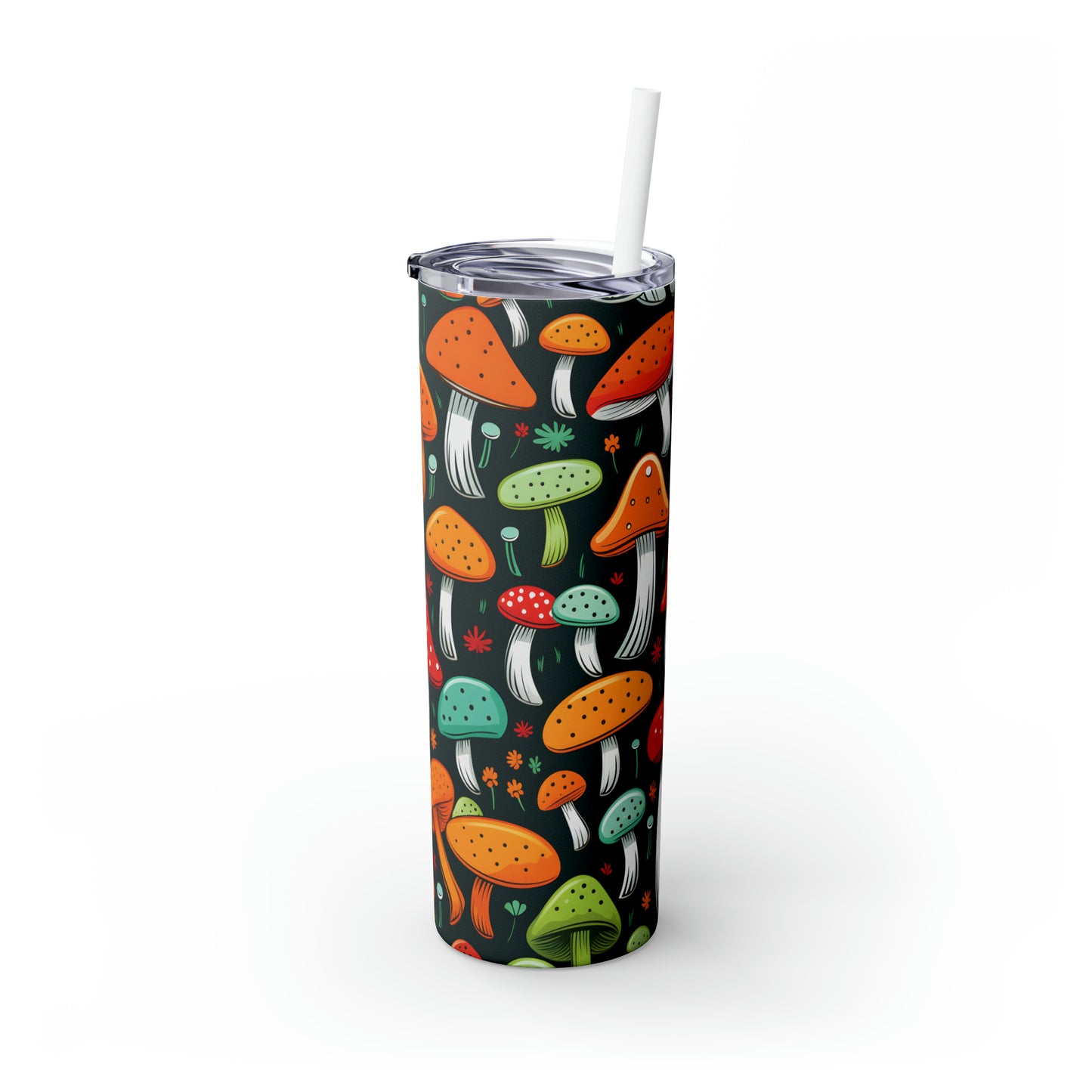 Mushromms Skinny Tumbler with Straw, 20oz