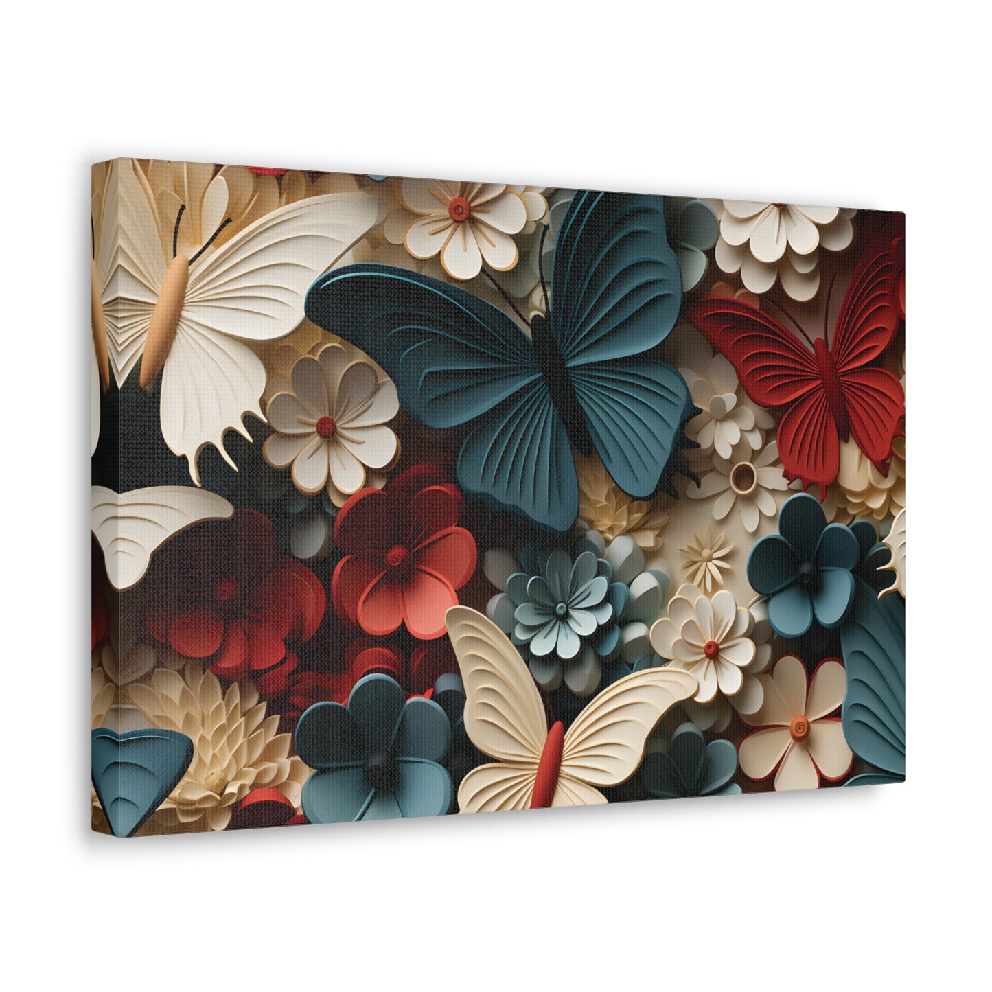 3D Butterflies and Flowers Gallery Wraps