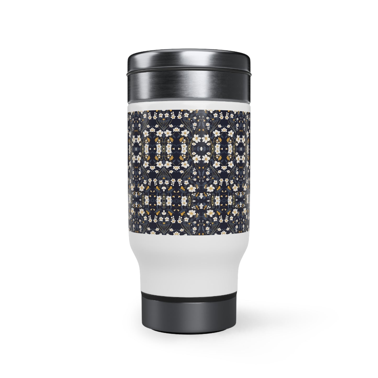 Flowers pattern Stainless Steel Travel Mug with Handle, 14oz