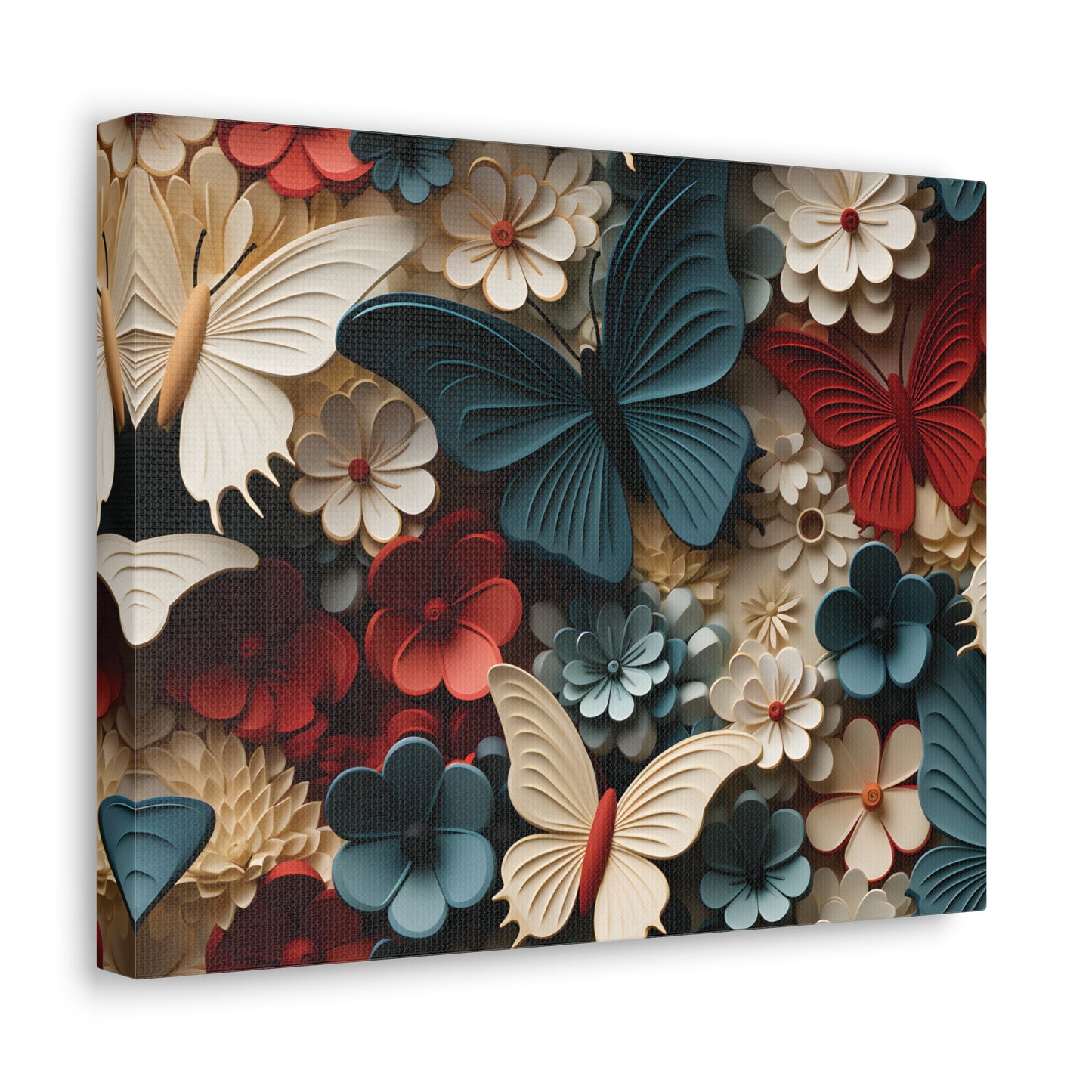 3D Butterflies and Flowers Gallery Wraps