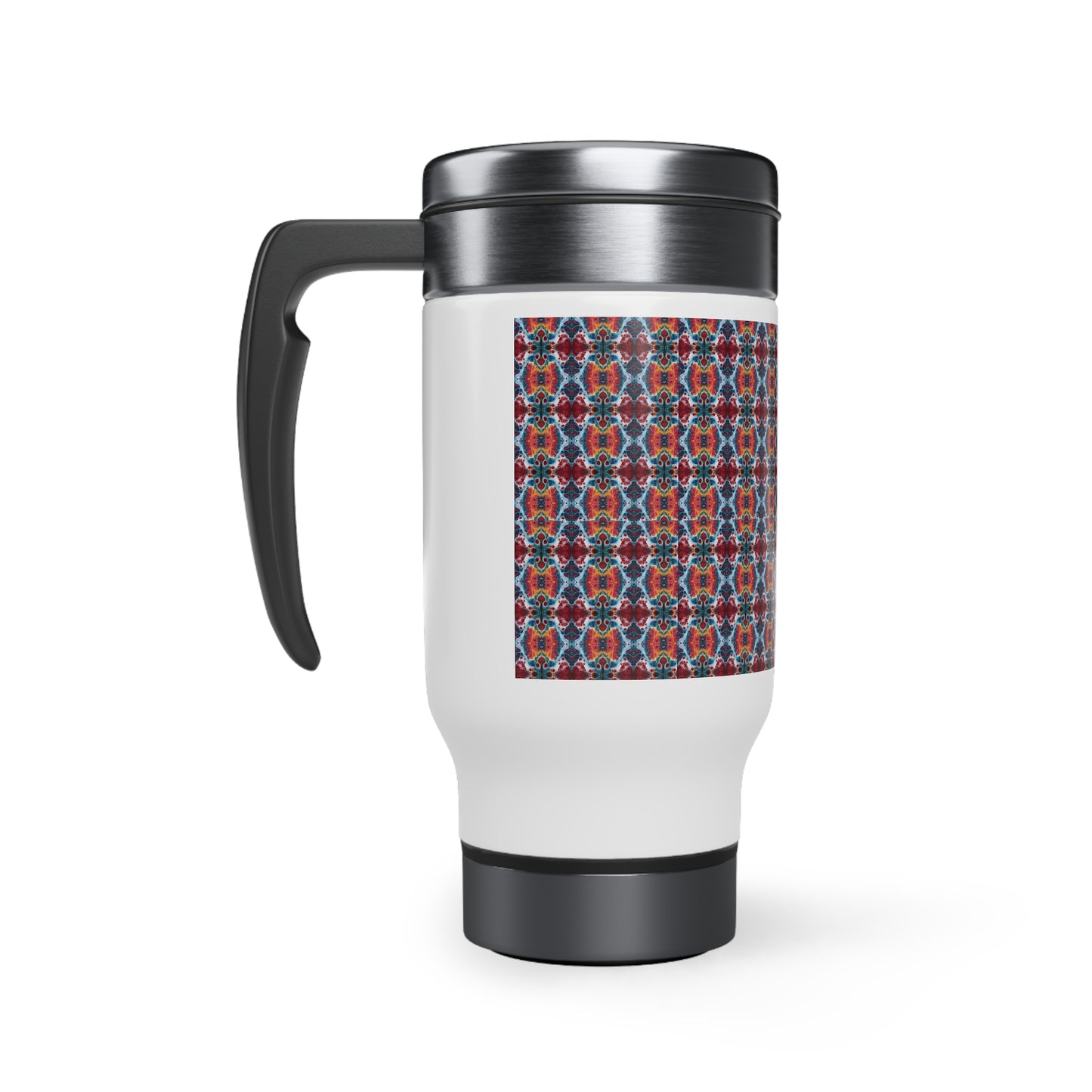 Colorful Paint Splatter Stainless Steel Travel Mug with Handle, 14oz