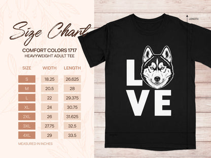 Love Husky Graphic Design Unisex Heavyweight Adult Tee