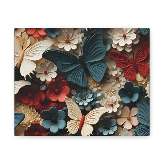 3D Butterflies and Flowers Gallery Wraps