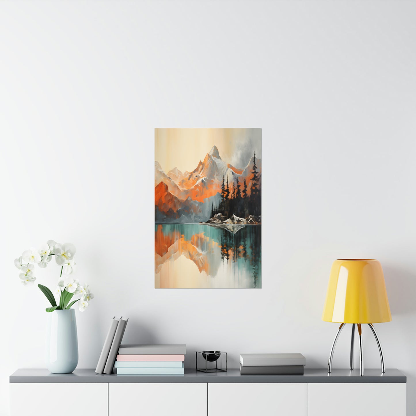 Mountain, River and Sunset view Matte Vertical Posters