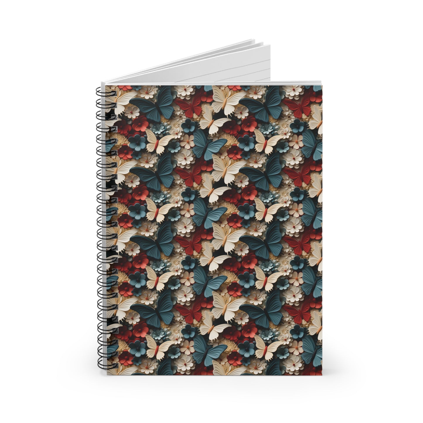 3D Flowers and Mushrooms Spiral Notebook - Ruled Line