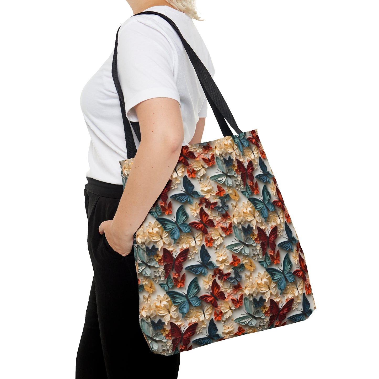 3D Butterflies and Flowers Tote Bag