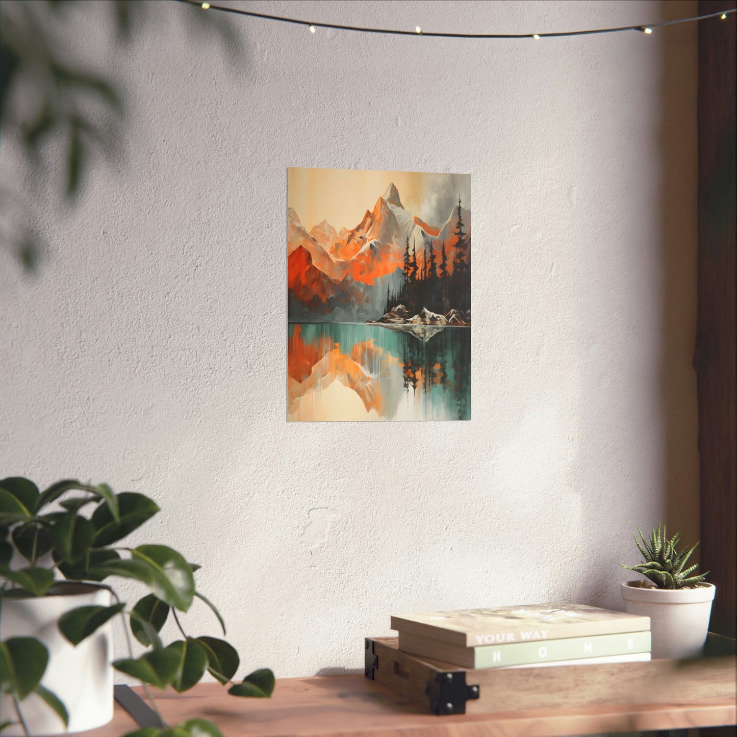 Mountain, River and Sunset view Matte Vertical Posters