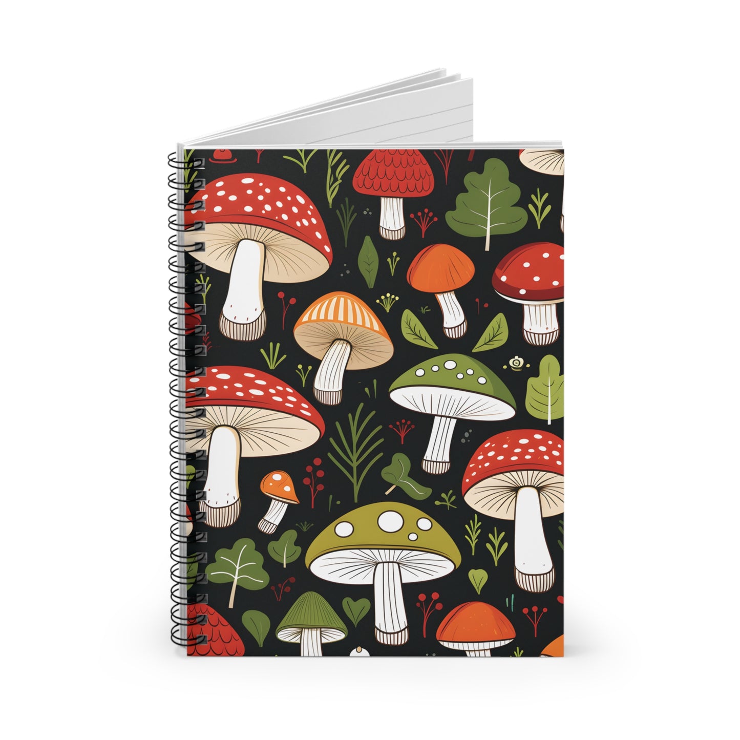 3D Mushrooms Spiral Notebook - Ruled Line