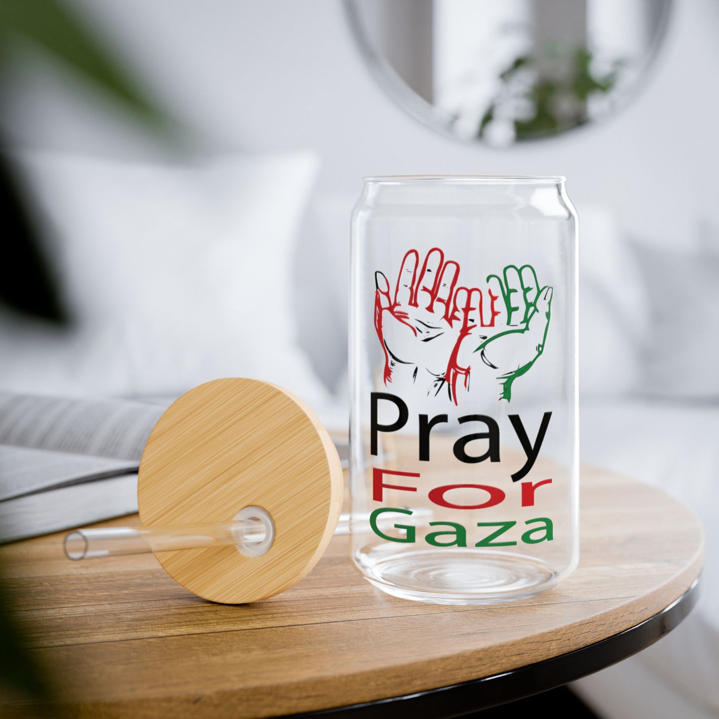 Pray for Gaza Sipper Glass, 16oz