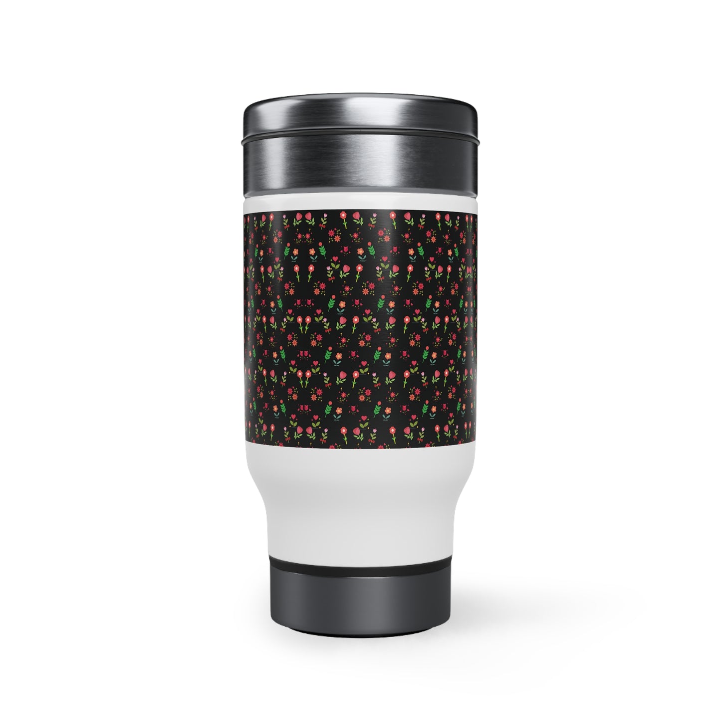 Flowers pattern Stainless Steel Travel Mug with Handle, 14oz