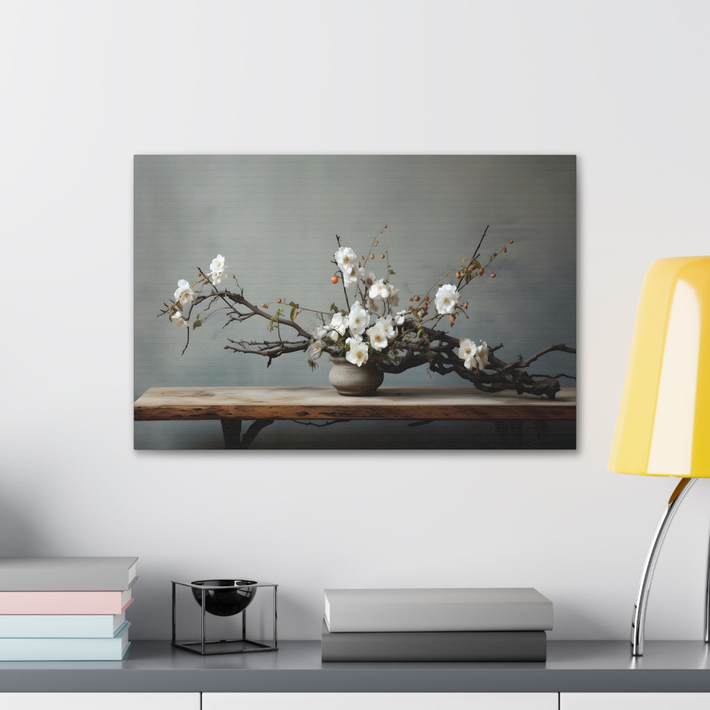 Wooden Flowers Branch Canvas Gallery Wrap