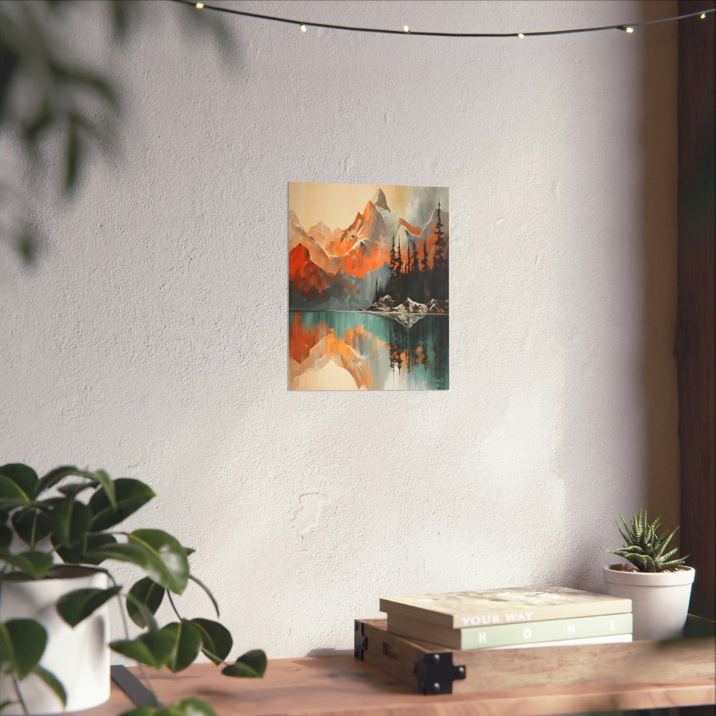 Mountain, River and Sunset view Matte Vertical Posters