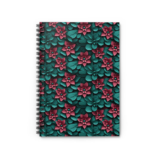 3D FLowers Spiral Notebook - Ruled Line