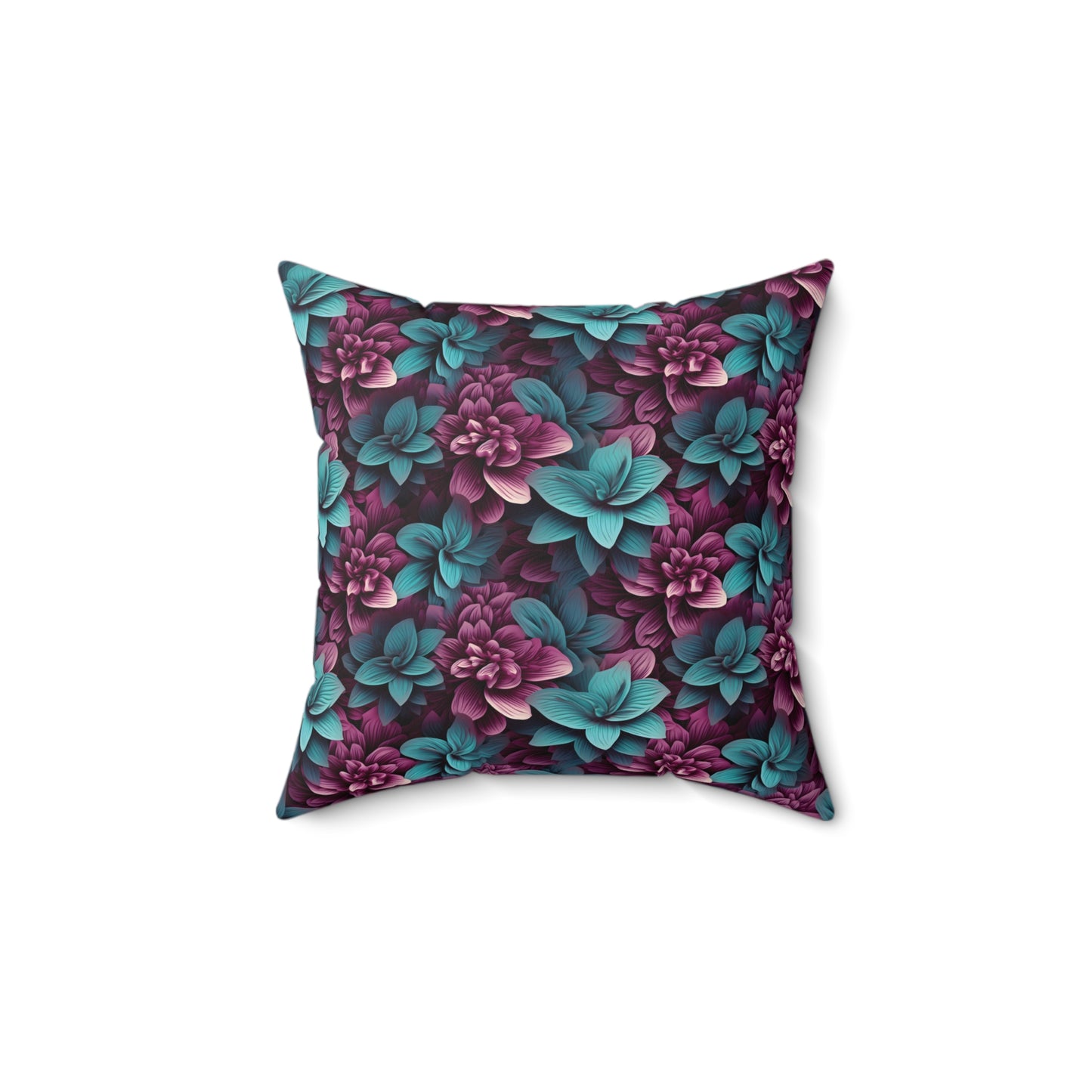 3D Flowers Spun Square Pillow